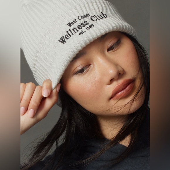 Anthropologie Accessories - $38 DAILY PRACTICE Anthropologie West Coast Wellness Club Ribbed Beanie Hat Grey